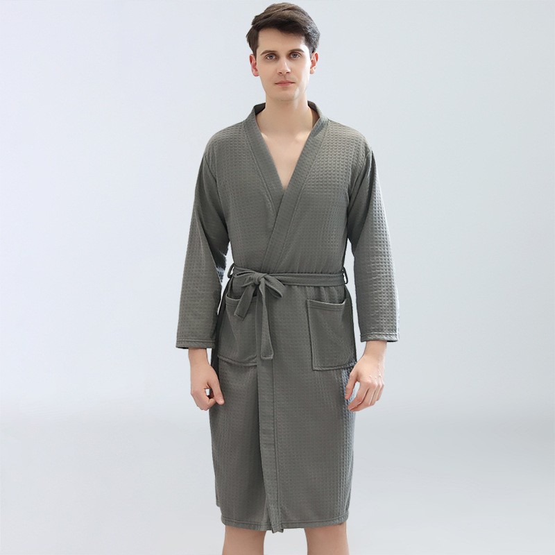Kimono Yukata Cotton - Men's Waffle Bathrobes Sauna Clothes Thin