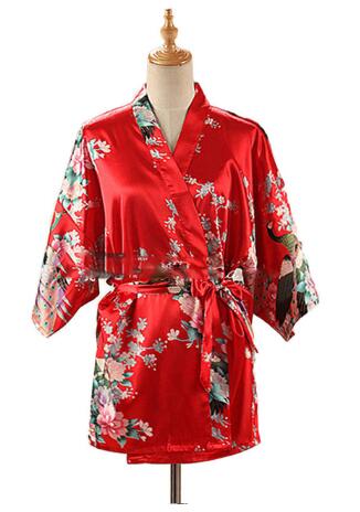 Lace Up Woman Peacock Print Ja - Kimono Yukata Cotton recension och pris