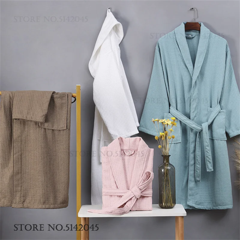 Waffle Cotton Couple Long Robe - Kimono Yukata Cotton recension och pris