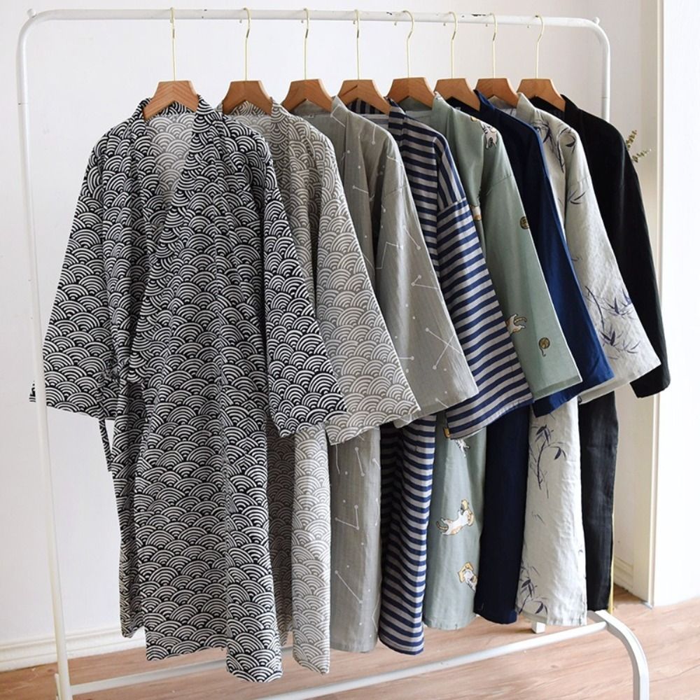 Sleepwear V-Neck Men's Kimono  - Kimono Yukata Cotton recension och pris